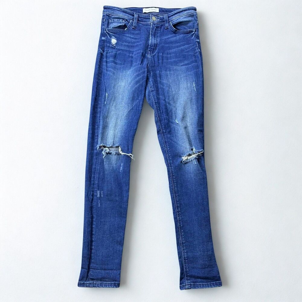 Flying Monkey Jeans Women 27 Skinny Distressed Stretch Blue Denim Ripped